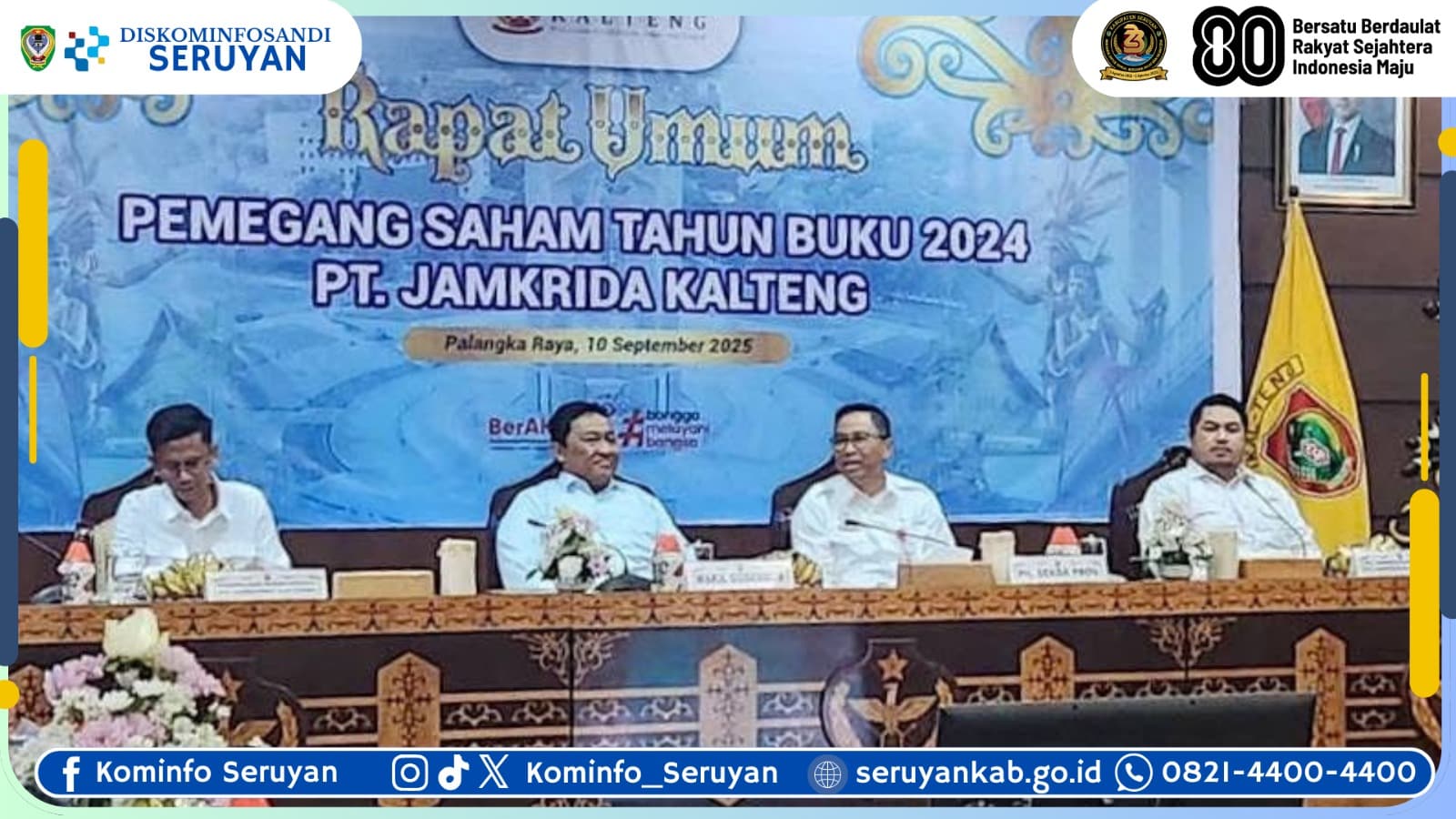 Dukung Peran Lembaga Penjamin Kredit, Pemkab Seruyan Hadir pada RUPS Tahunan PT. Jamkrida Kalteng