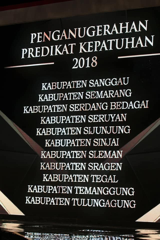 Seruyan Meraih Anugerah Predikat Kepatuhan 2018 Dari OMBUDSMAN