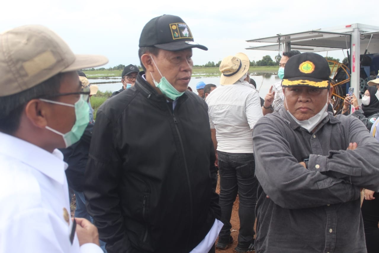 Sekda Kalteng Dampingi Sekjen Kementan RI Tinjau Lokasi Pengembangan Food Estate di Desa Bentuk Jaya Blok A5, Kecamatan Dadahup, Kapuas