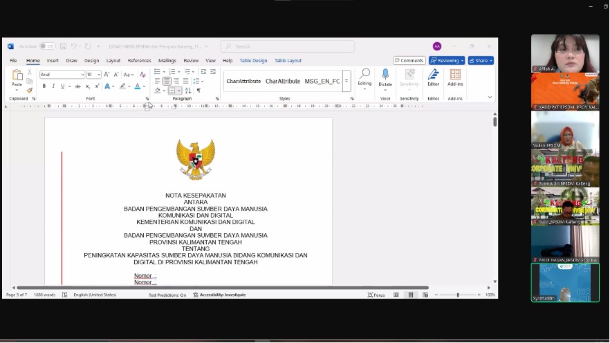 Eratkan Sinergi Pusat – Daerah, BPSDM Komdigi dan BPSDM Kalteng Bahas Kerja Sama SDM Digital