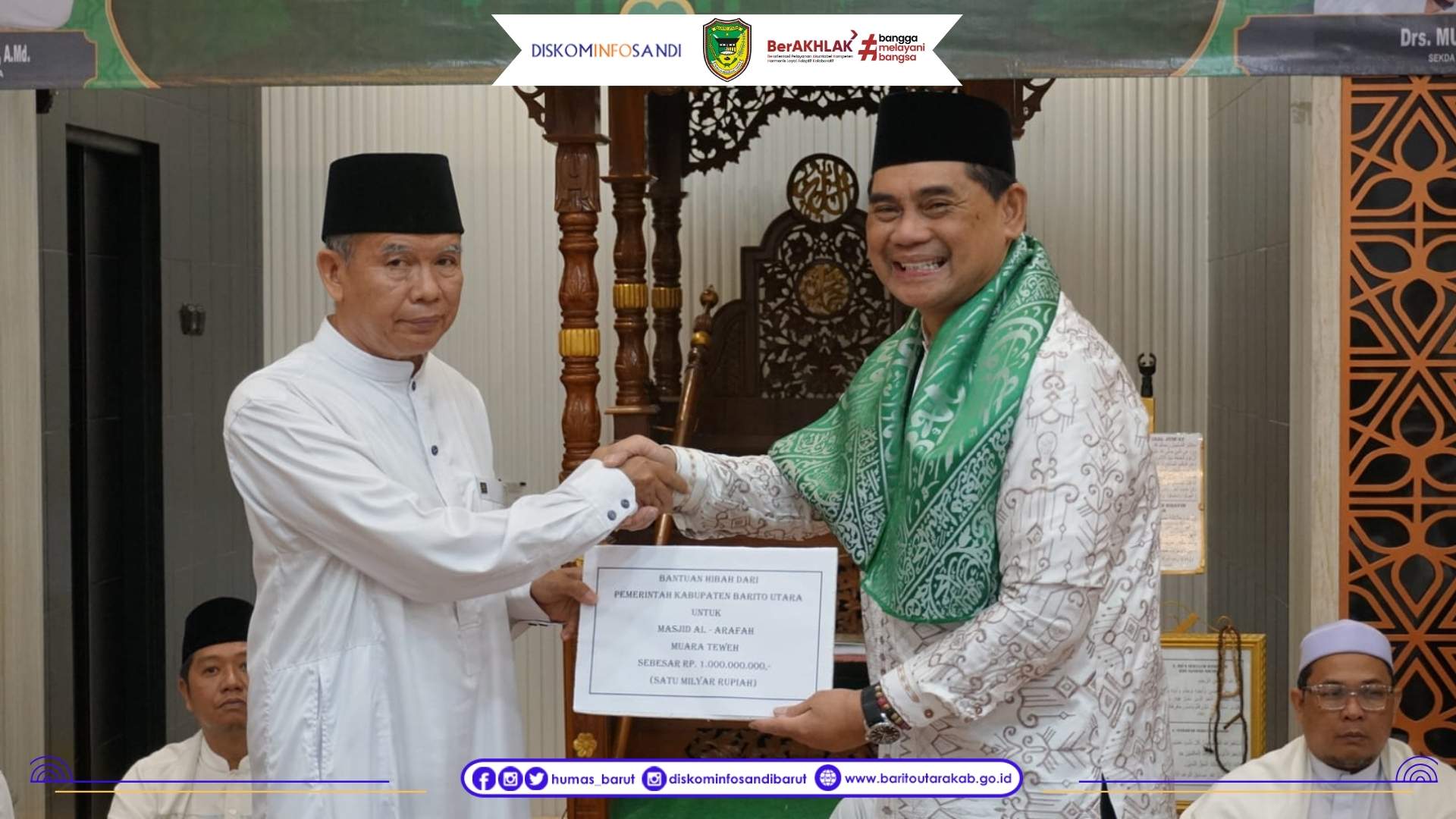 Safari Ramadan 1447 H di Teweh Tengah, Pemkab Barito Utara Serahkan Hibah untuk Masjid Al Arafah