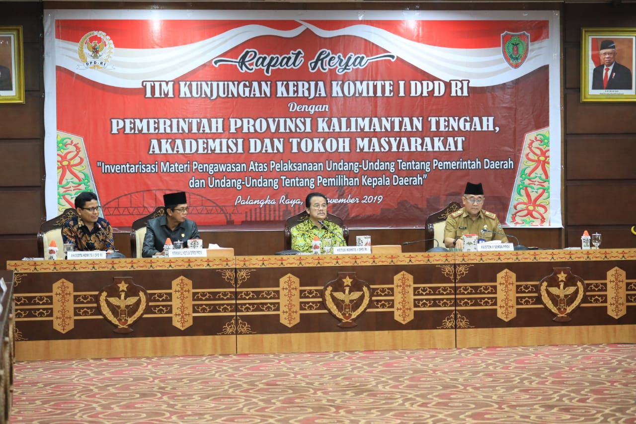 Bahas Pilkada 2020, Komite I DPD RI Rapat Kerja dengan Pemprov Kalteng 