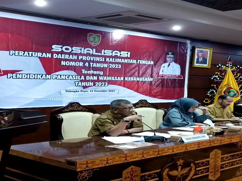Pemprov Kalteng Melalui Badan Kesbangpol Gelar Sosialisasi Peraturan Daerah tentang Pendidikan Pancasila dan Wawasan Kebangsaan Tahun 2023
