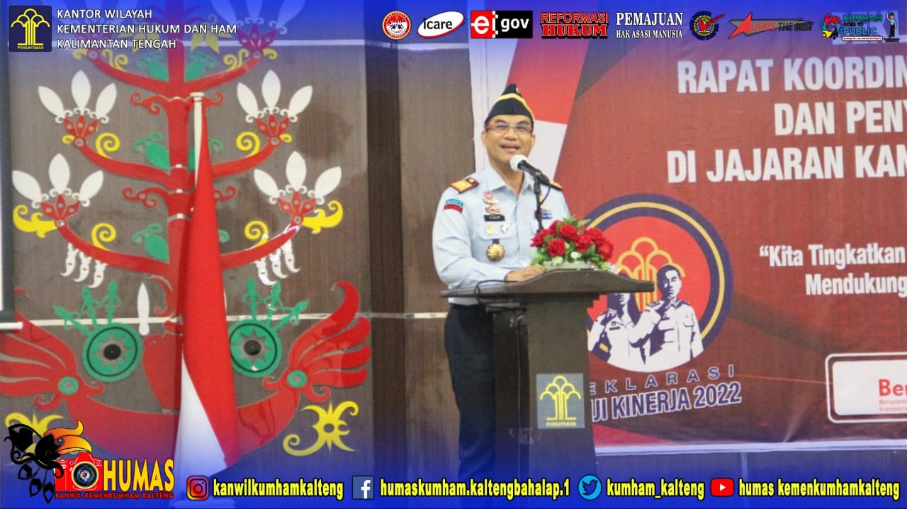 Kanwil Kemenkumham Kalteng Laksanakan Deklarasi Janji Kinerja dan Pencanangan Pembangunan Zona Integritas Menuju WBK/WBBM Tahun 2022 