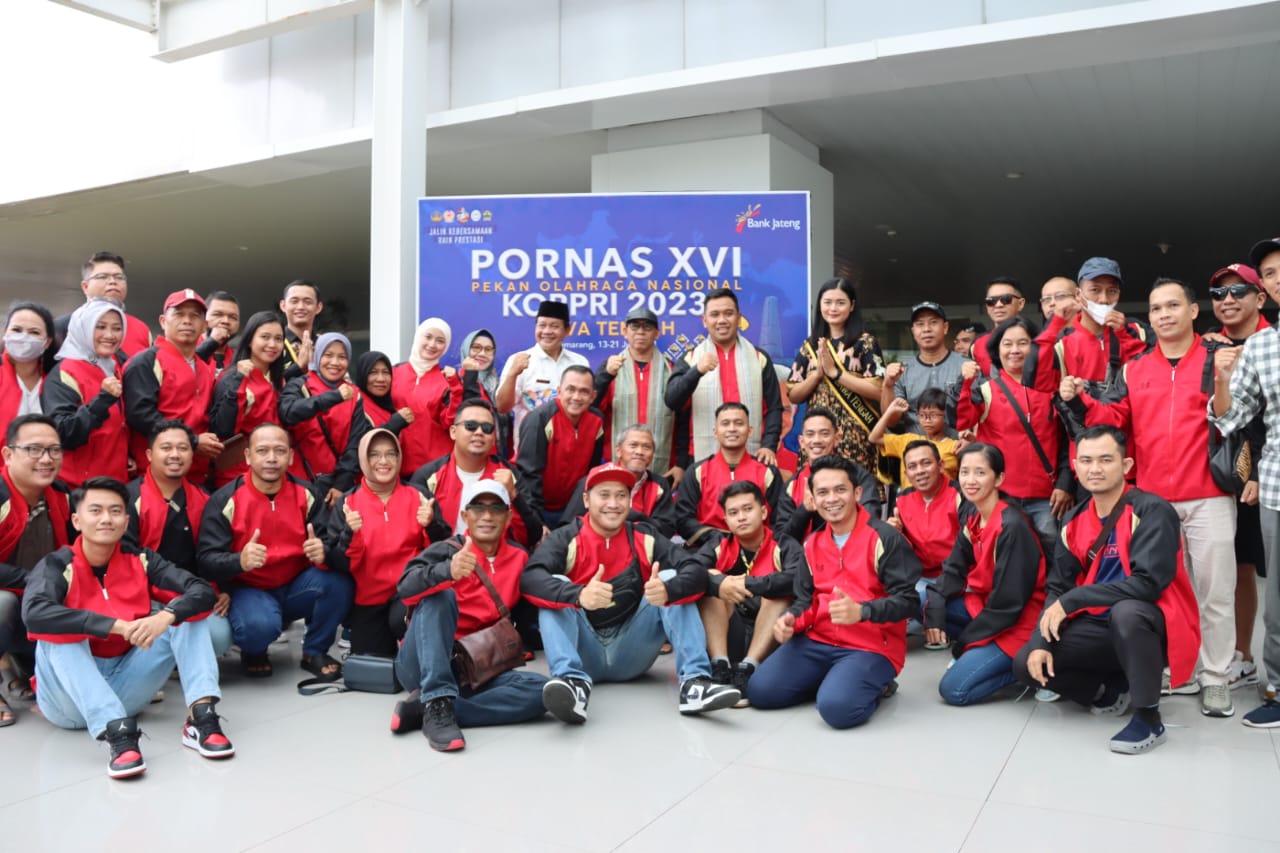 Tiba di Kota Semarang, Kontingen PORNAS KORPRI Kalteng Disambut Hangat Pemprov. Jawa Tengah 