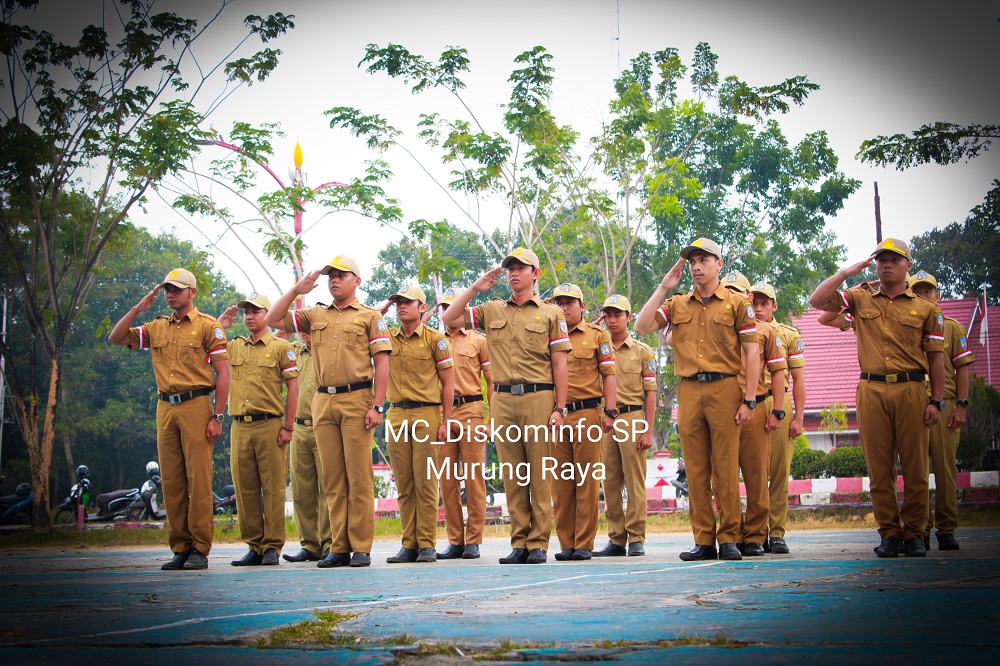 Pasukan Diskominfo SP Mura Terlihat Kompak Dalam Perlombaan Baris Berbaris
