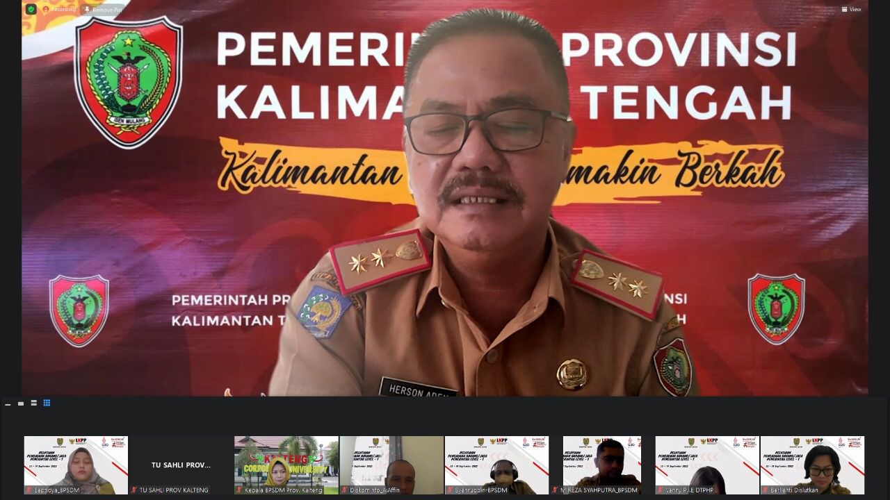 Sahli Gubernur Bidang Pemerintahan, Hukum dan Politik Herson B. Aden Buka Pelatihan Pengadaan Barang Jasa Pemerintah Level-1