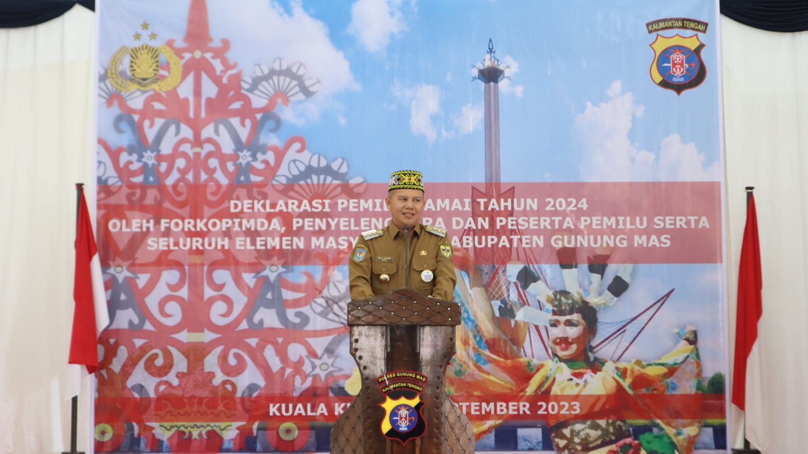 Bupati Gunung Mas Bersama Forkopimda Menggelar Deklarasi Pemilu Tahun 2024