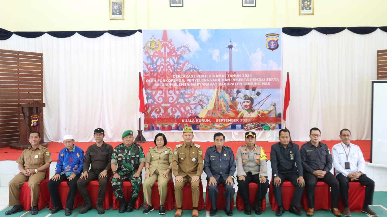 Bupati Gunung Mas Bersama Forkopimda Menggelar Deklarasi Pemilu Tahun 2024