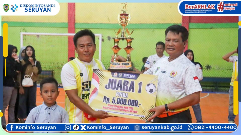 Tutup Turnamen Futsal Piala Bupati 2025, Bupati Seruyan Teguhkan Semangat Sportivitas