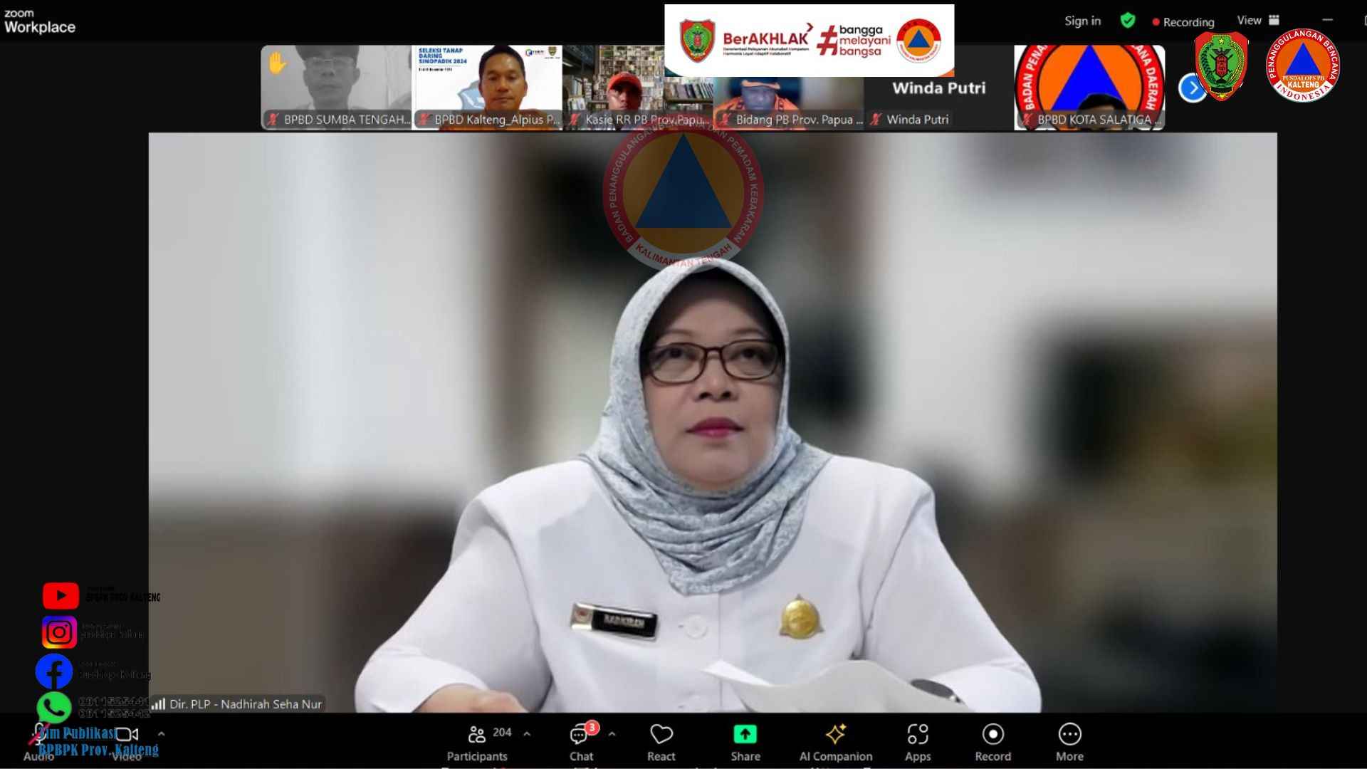 BPBPK Prov. Kalteng Ikuti Rapat Standar Minimal Kebutuhan Logistik dan Peralatan Secara Virtual