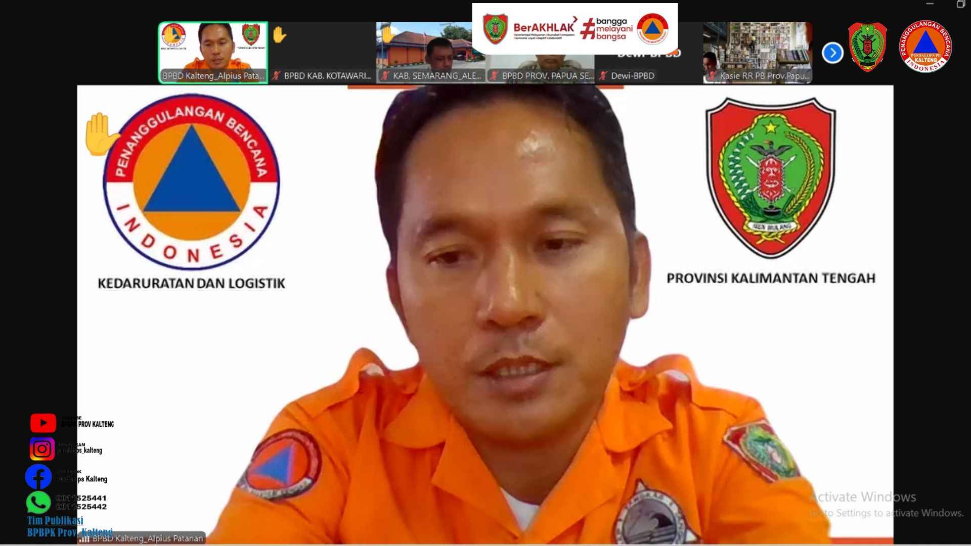 BPBPK Prov. Kalteng Ikuti Rapat Standar Minimal Kebutuhan Logistik dan Peralatan Secara Virtual