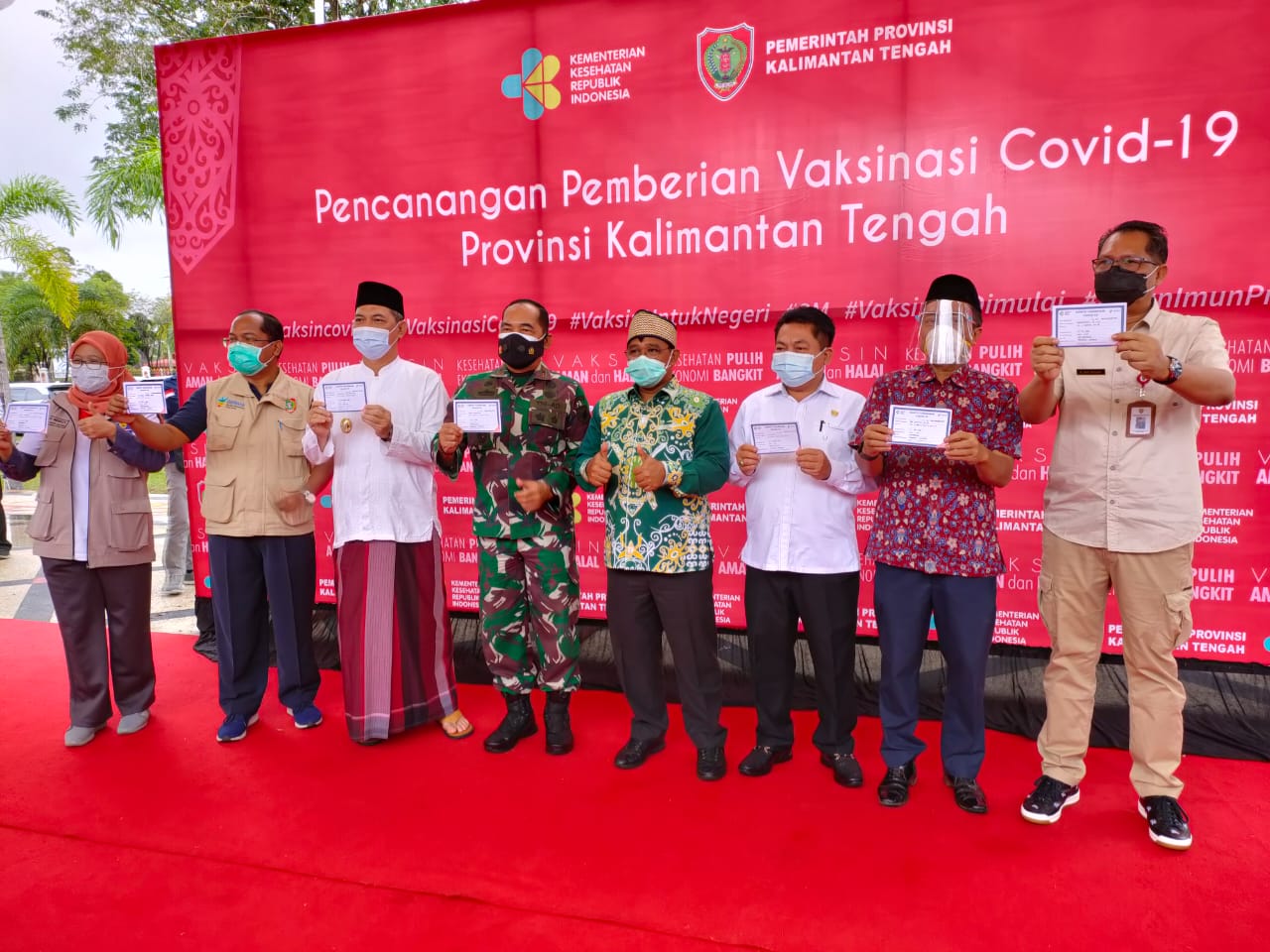 Pencanangan Vaksinasi Covid-19 Tingkat Provinsi Kalimantan Tengah Tetap Terapkan Protokol Kesehatan