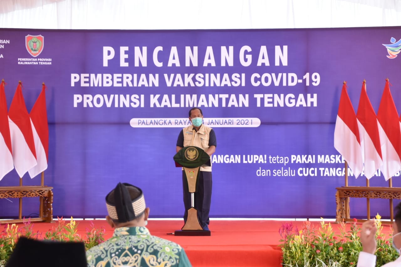 Wakil Gubernur Kalteng Membuka Secara Langsung Acara Pencanangan Pemberian Vaksinasi Covid-19 Tingkat Prov. Kalteng