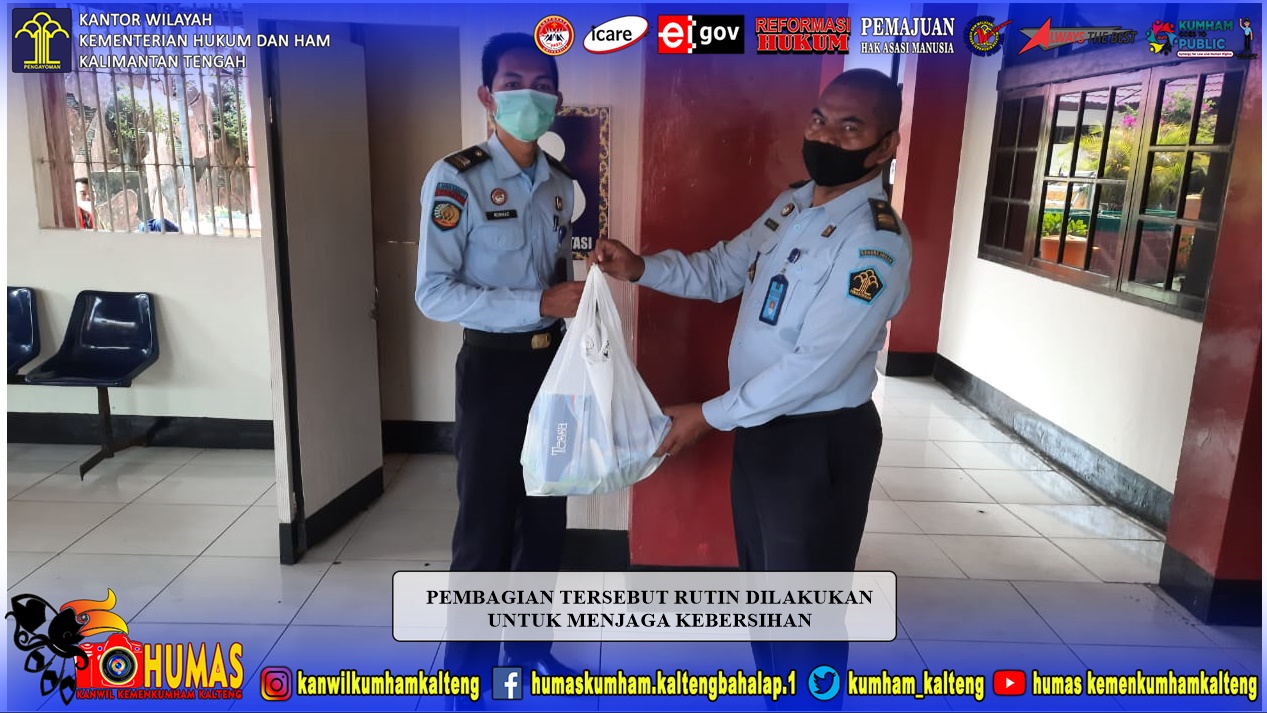 Bagikan Sarana Pendukung Demi Kebersihan Setiap Ruangan Kantor Lapas Sampit