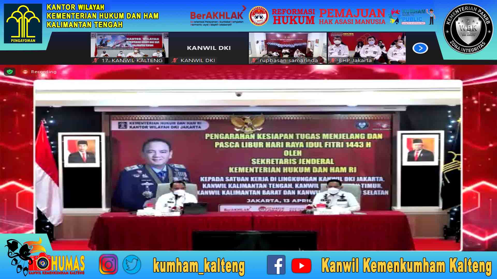 Kakanwil Kemenkumham Kalteng Pedomani Arahan Sekjen Dalam Menjelang Hari Raya dan Pasca Libur 2022