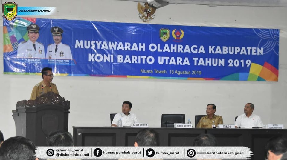 Wakil bupati Buka Musorkab KONI Barito Utara Tahun 2019