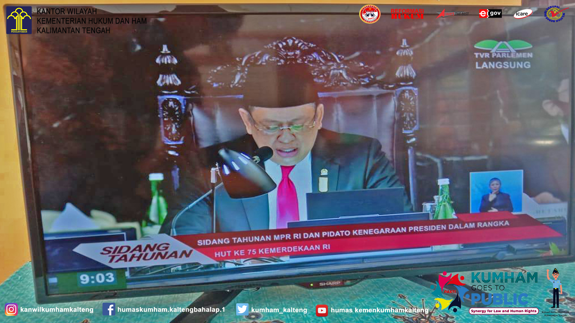 Lapas Muara Teweh Saksikan Live Streaming Pidato Kenegaraan Presiden Joko Widodo