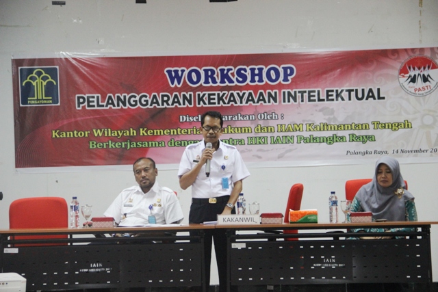 Kerjasama Dengan Sentra HKI IAIN Kota Palangkaraya, Kanwil Kemenkumham Kalteng Laksanakan Workshop Pelanggaran  Kekayaan Intelektual  
