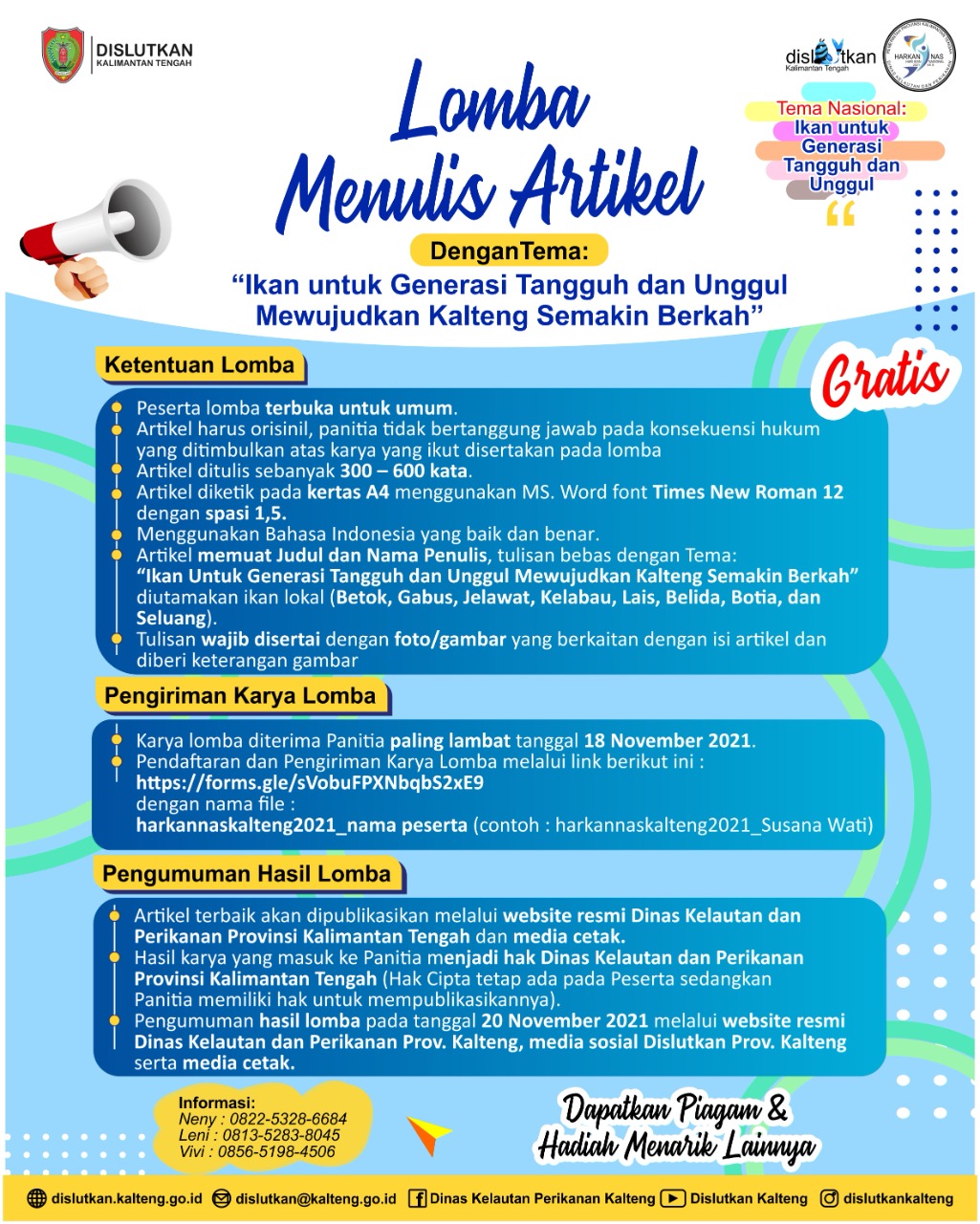 Meriahkan Harkannas Kalteng ke-8, Dislutkan Prov. Kalteng Gelar Lomba Desain Twibbon dan Lomba Menulis Artikel