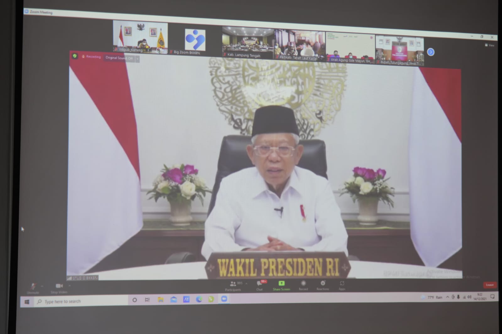 Wagub Kalteng Hadiri Forum Nasional Stunting Secara Virtual