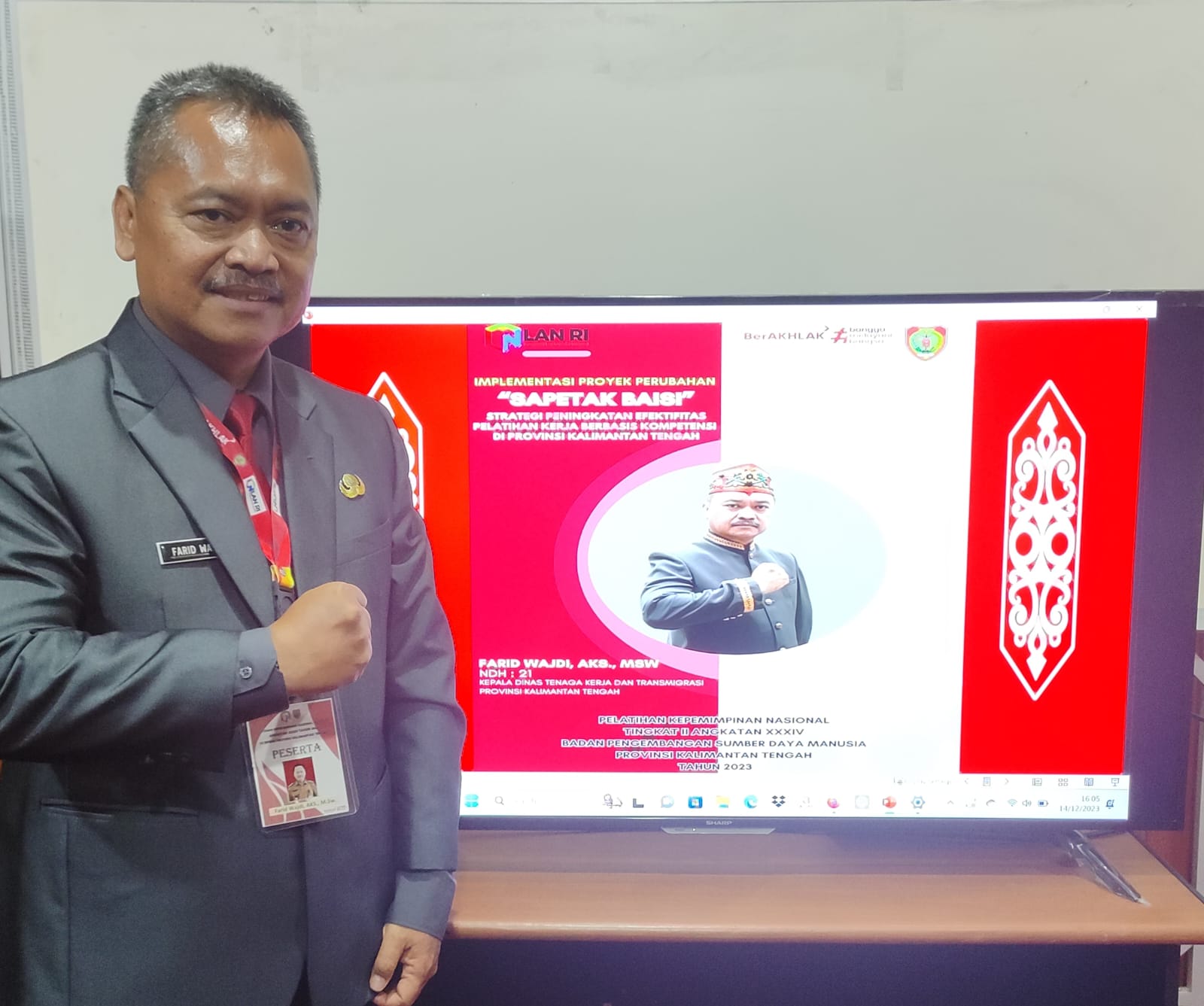 Kepala Disnakertrans Prov. Kalteng Ikuti Seminar Implementasi Proyek Perubahan Diklat PKN Tingkat II Tahun 2023