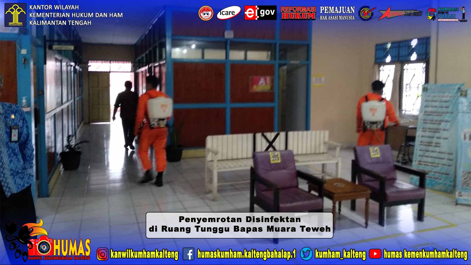 Antisipasi Penyebaran Covid-19, Bapas Muara Teweh Disemprot Disinfektan