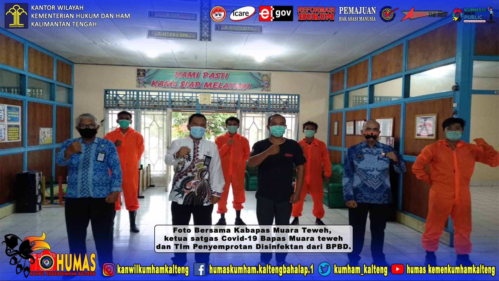 Antisipasi Penyebaran Covid-19, Bapas Muara Teweh Disemprot Disinfektan