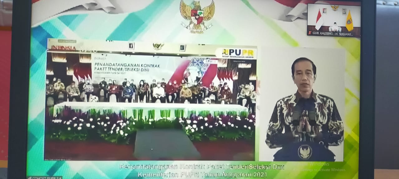 Sekda Kalteng Hadiri Penandatanganan Kontrak Paket Tender/Seleksi Dini Kementerian PUPR TA 2021