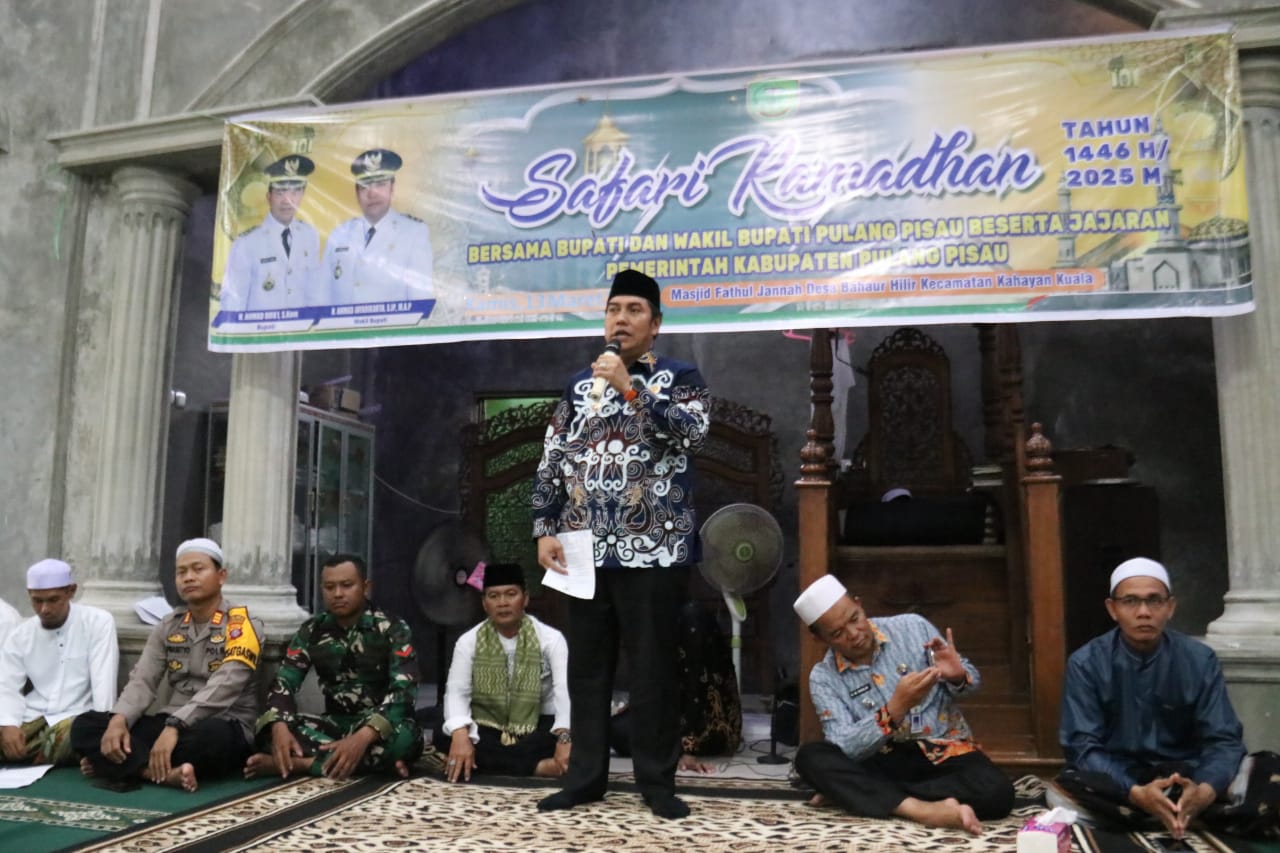Wakil Bupati Pulang Pisau Hadiri Safari Ramadan di Masjid Fathul Jannah Desa Bahaur