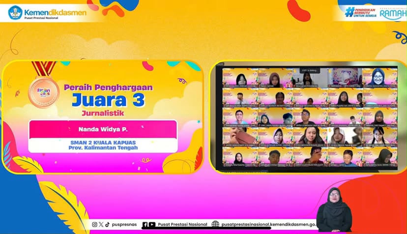 Tembus Nasional, Nanda Widya Putri dari SMAN 2 Kapuas Raih Juara 3 Jurnalistik FLS3N 2026
