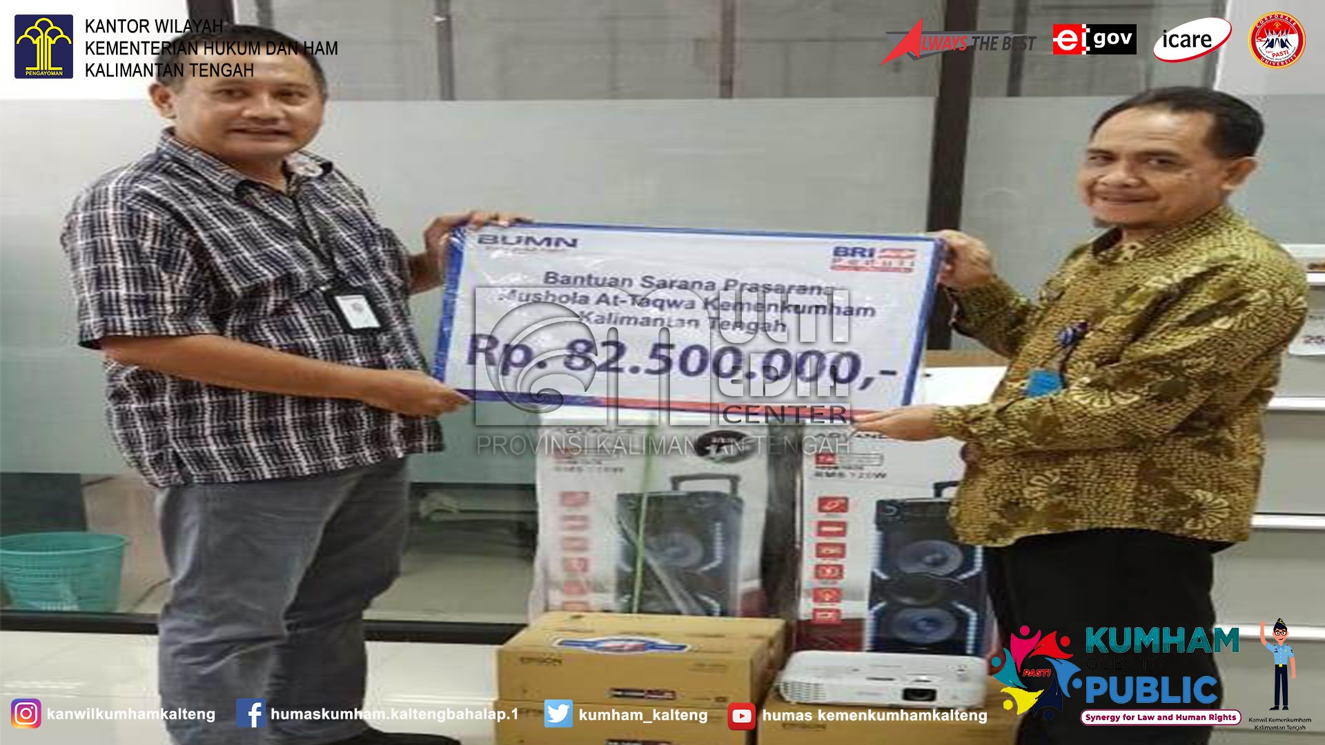 Pererat Kerja Sama, Bank BRI Sumbang Berbagai Fasilitas ke Kanwil Kalteng