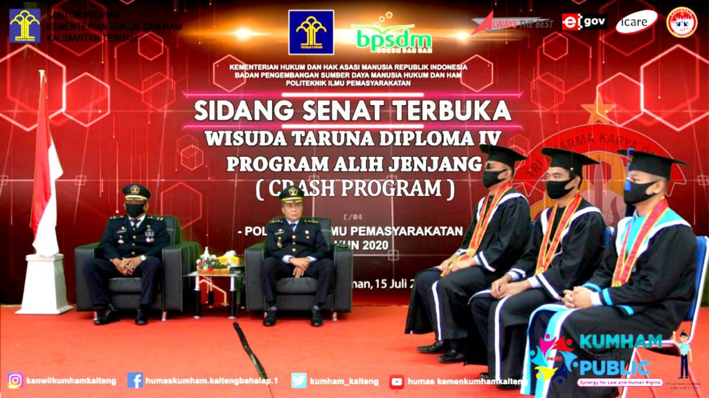 Kanwil Kemenkumham Kalteng Laksanakan Wisuda Taruna Diploma IV Program Alih Jenjang Poltekip Secara Virtual