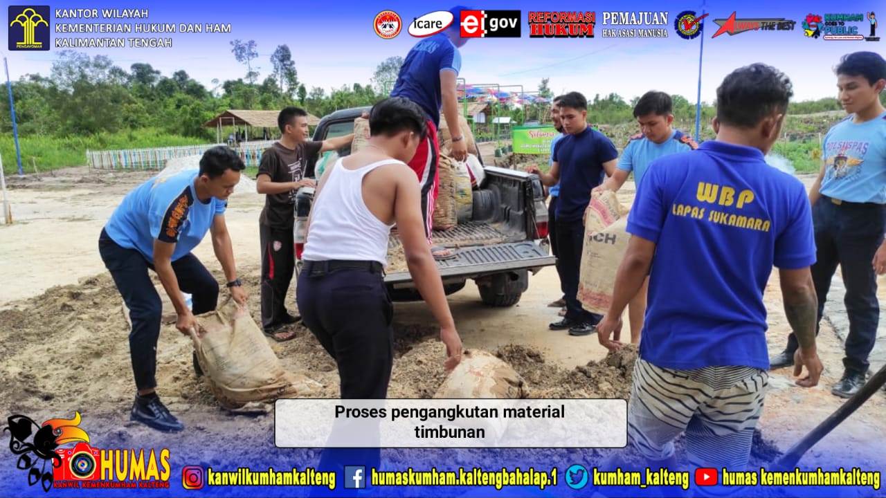 Benahi Halaman Kantor, Pegawai dan Warga Binaan Bergotong-Royong