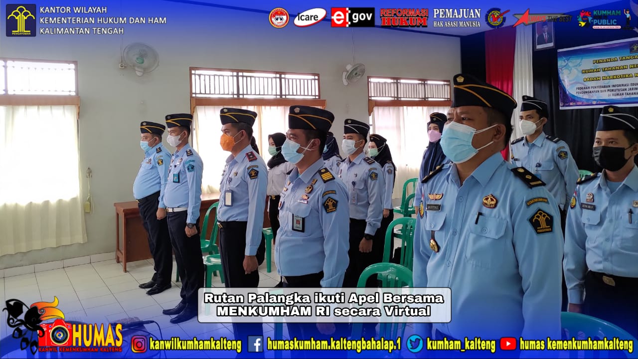 Rutan Palangka Raya Ikuti Apel Virtual Bersama Menkumham RI