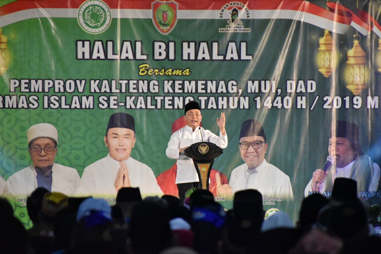 Gubernur Hadiri Halal bi Halal Pemprov Kalteng, Kemenag, MUI, DAD, dan Ormas Islam se-Kalteng