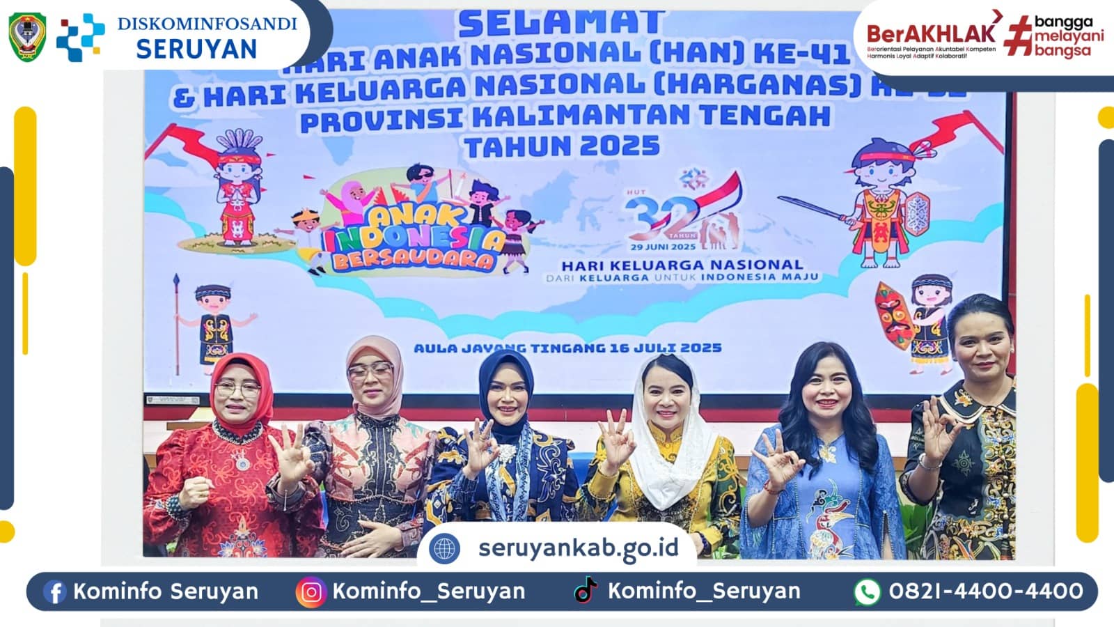 Bupati dan Ketua TP PKK Seruyan Dikukuhkan Menjadi Ayah-Bunda GenRe dan Orang Tua Asuh GENTING Kalteng