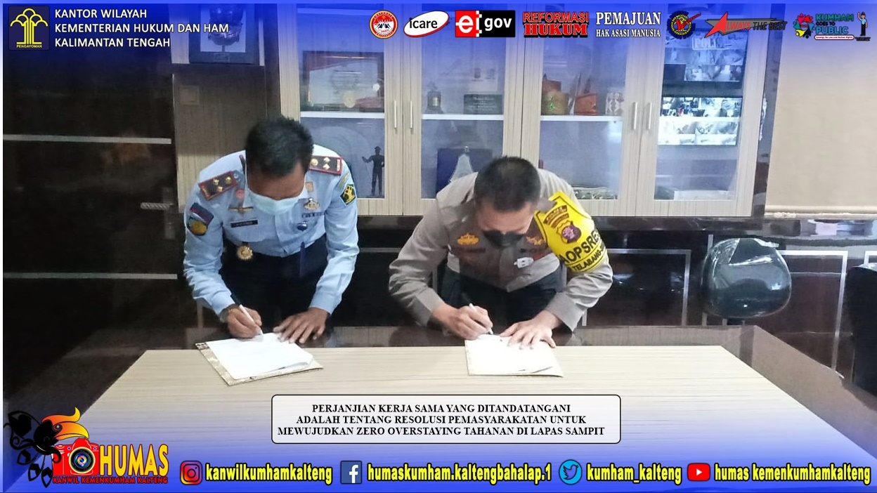 Kalapas Sampit dan Kapolres Kotawaringin Timur Tanda Tangani Perjanjian Kerja Sama
