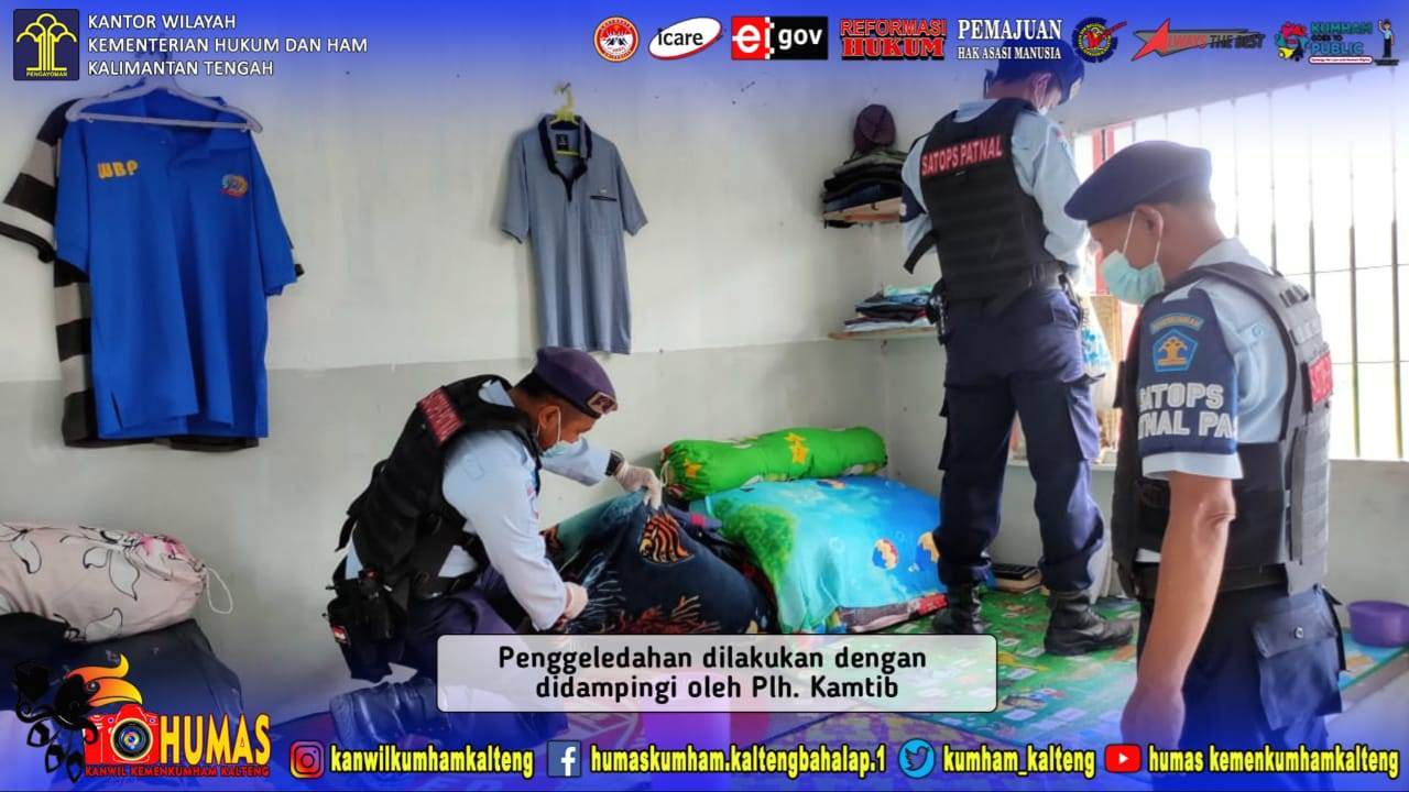Deteksi Dini, Tim Satops Patnal Lapas Sukamara Gelar Razia di Kamar Hunian WBP