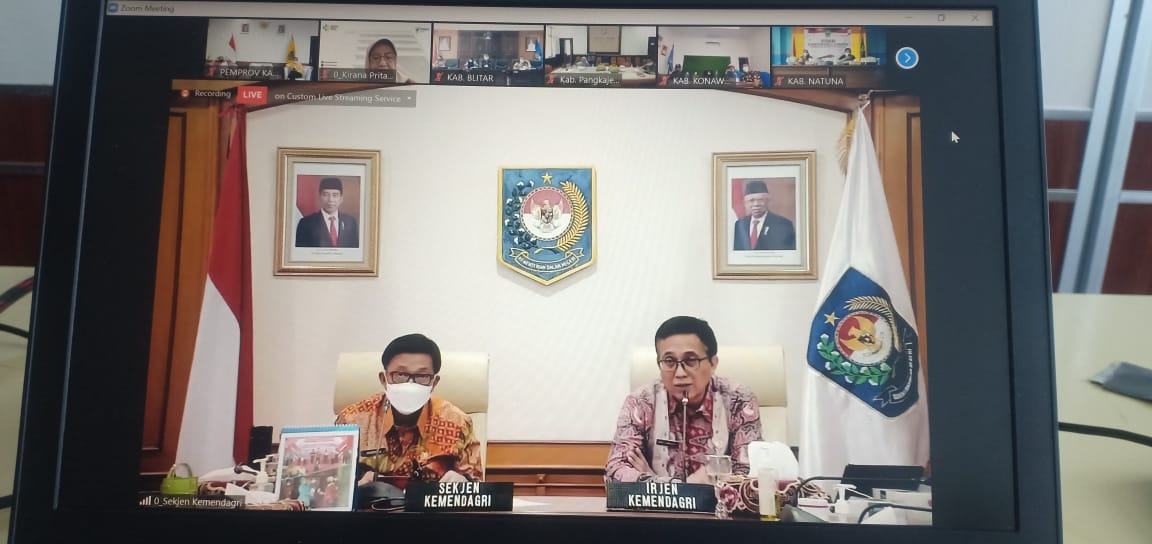 Plt. Sekretaris Daerah Kalteng Hadiri Rapat Koordinasi Analisa dan Evaluasi Percepatan Penyerapan APBD TA 2021 dan Pemulihan Ekonomi Nasional di Masa Pandemi Covid-19 