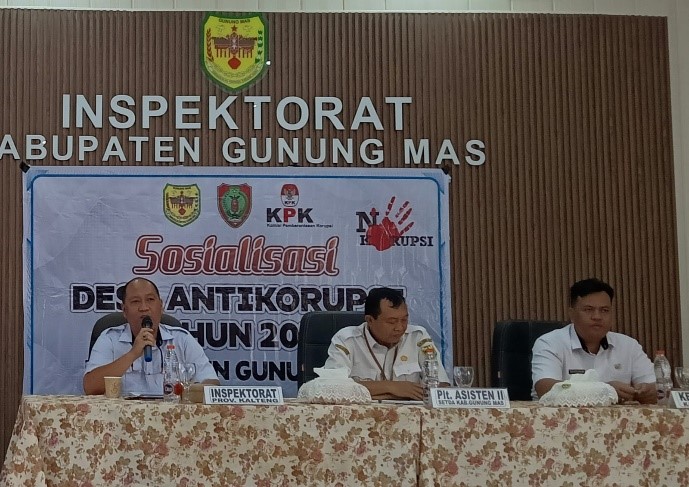 Inspektorat Daerah Prov. Kalteng Lakukan Sosialisasi Perluasan Percontohan Desa Anti Korupsi di Pemkab Gunung Mas