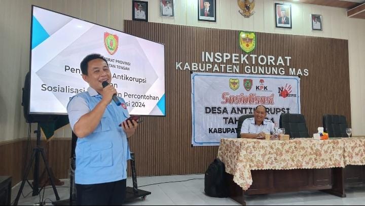 Inspektorat Daerah Prov. Kalteng Lakukan Sosialisasi Perluasan Percontohan Desa Anti Korupsi di Pemkab Gunung Mas