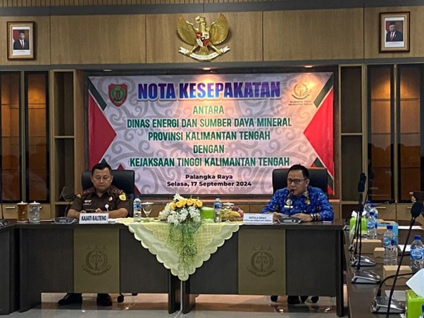 Dinas ESDM Prov. Kalteng Tandatangani Nota Kesepakatan dengan Kejaksaan Tinggi Kalimantan Tengah