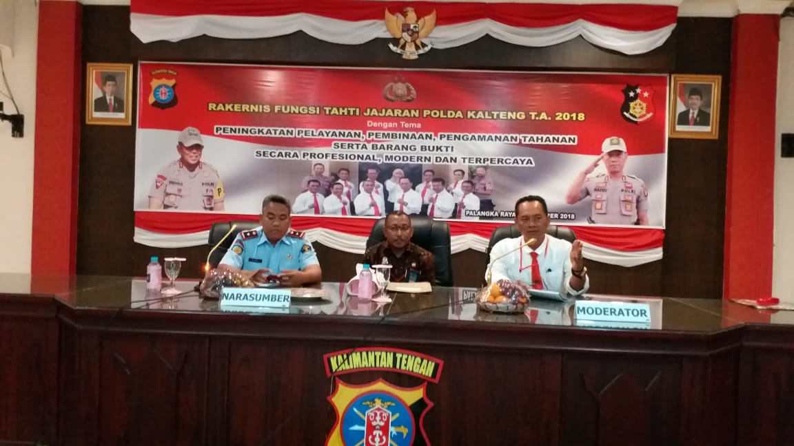 JADI NARASUMBER RAKERNIS FUNGSI TAHTI DI POLDA KALTENG KADIV PEMASYARAKATAN  DAN KEPALA RUPBASAN SAMPAIKAN PROSEDUR PENITIPAN BARANG BUKTI DAN BATAS WAKTU PENITIPAN BARAN 