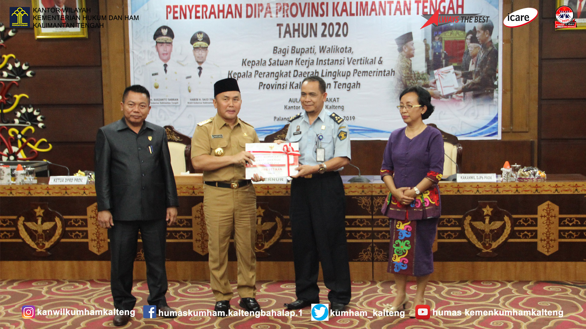 Kanwil Kemenkumham Kalteng Hadiri Penyerahan DIPA Provinsi Kalteng Tahun 2020