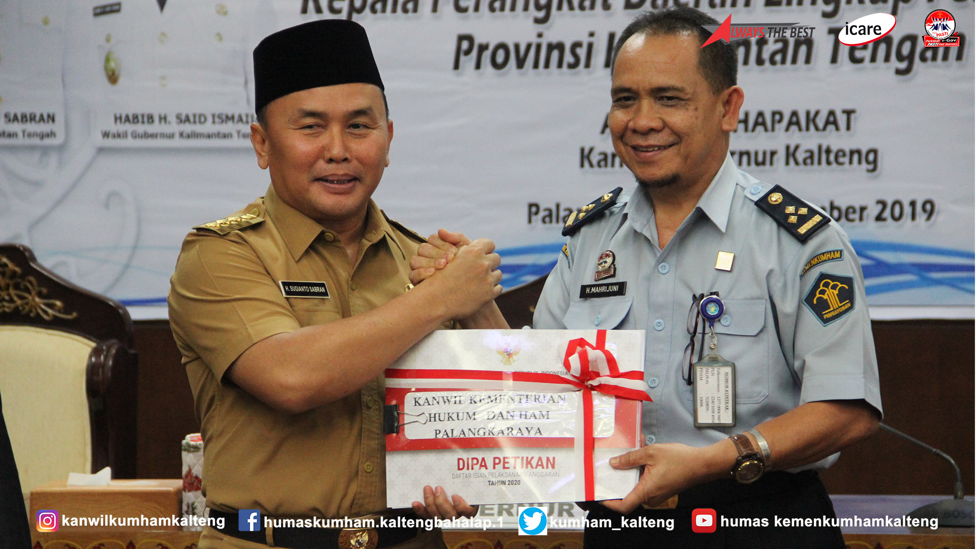 Kanwil Kemenkumham Kalteng Hadiri Penyerahan DIPA Provinsi Kalteng Tahun 2020