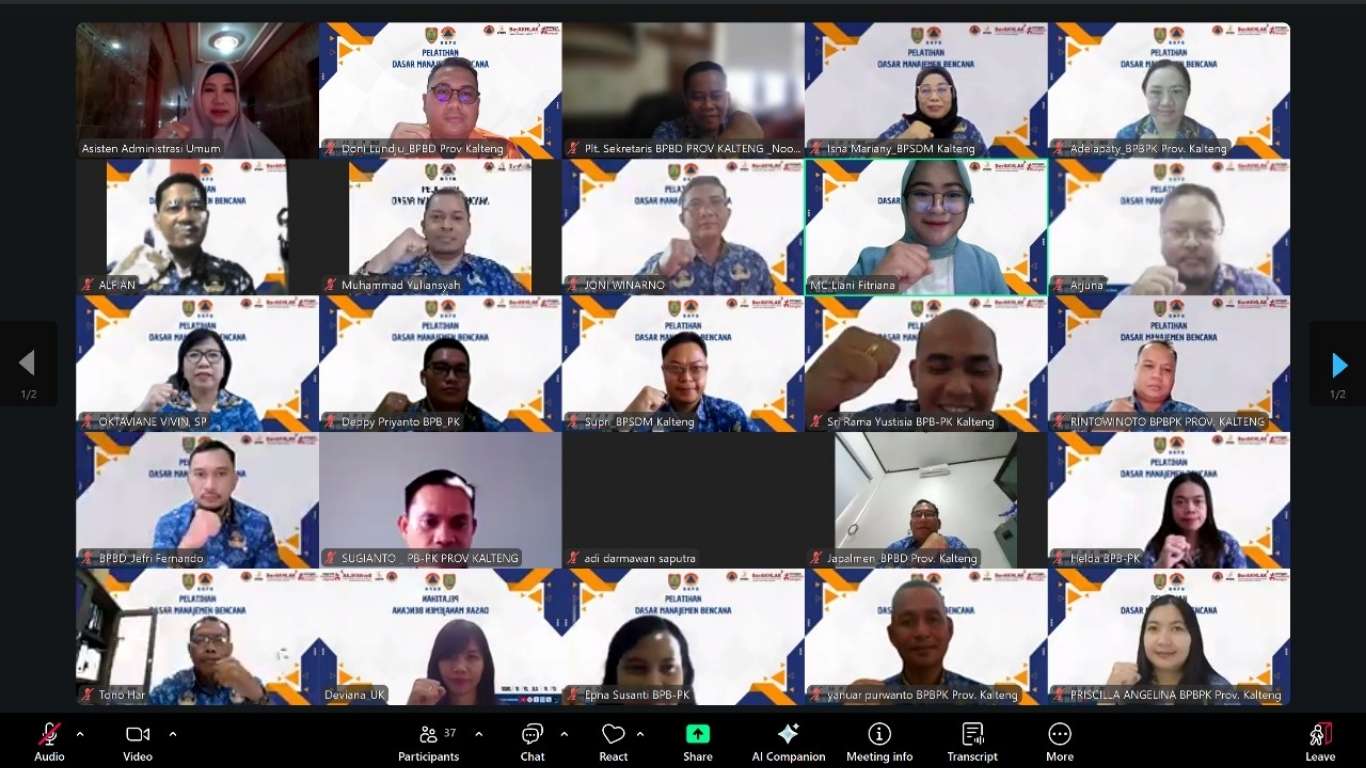 BPBD Prov. Kalteng Gelar Diklat Dasar Manajemen Bencana Secara E-Learning
