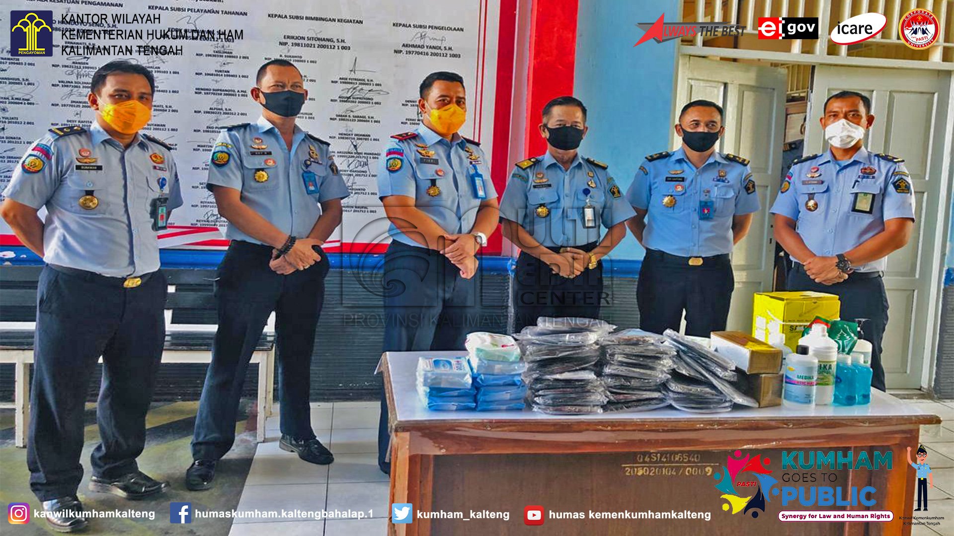Cegah Penyebaran Virus Covid-19, Rutan Palangka Raya Dapat Bantuan Alat Pelindung Diri (APD) dari Kanwil Kemenkumham Kalteng