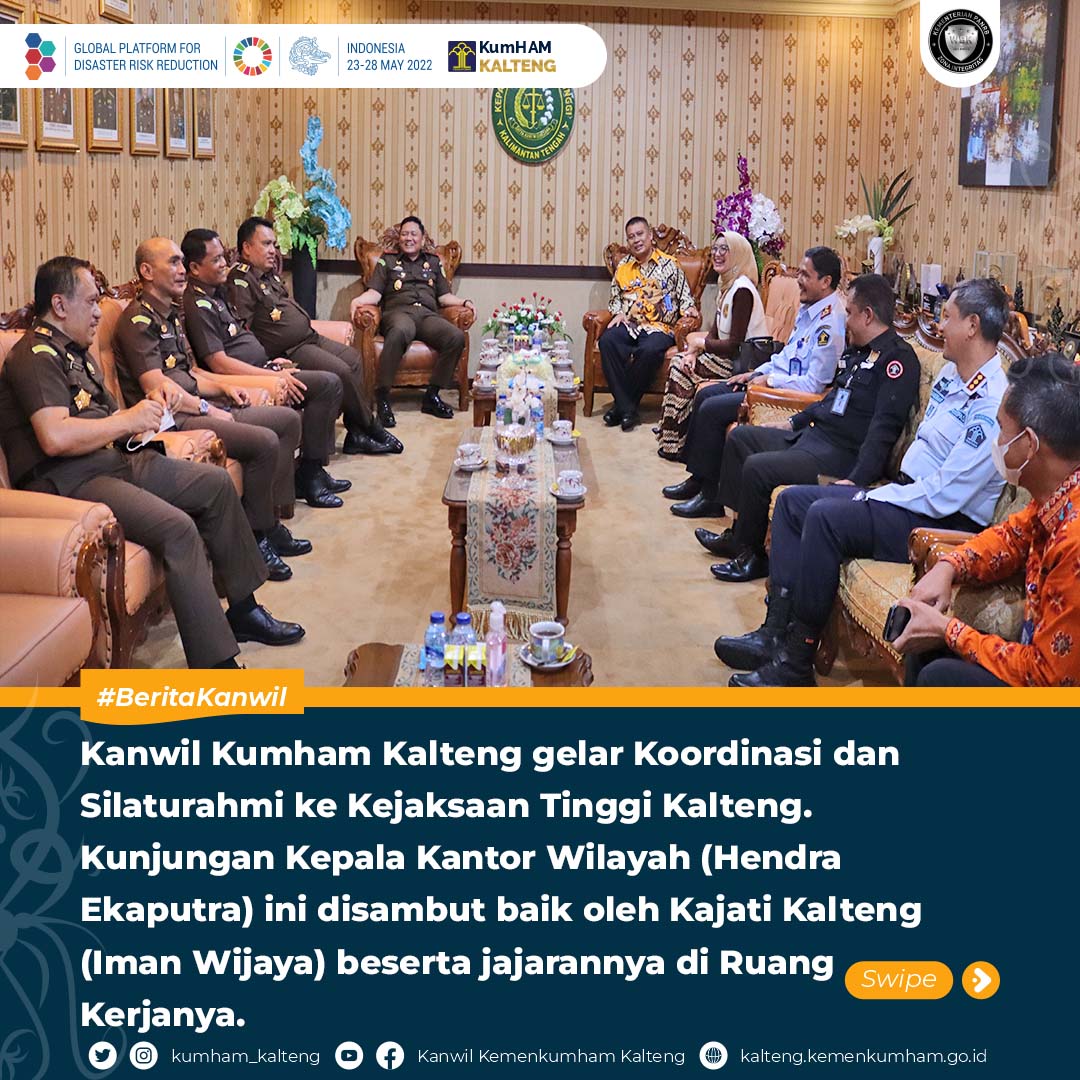 Kakanwil Kemenkumham Kalteng Laksanakan Koordinasi dan Jalin Silaturahim dengan Kejaksaan Tinggi