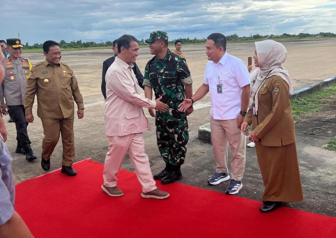 Kadis TPHP Prov. Kalteng Turut Sambut Kunker Menteri Pertanian RI di Bandara Tjilik Riwut